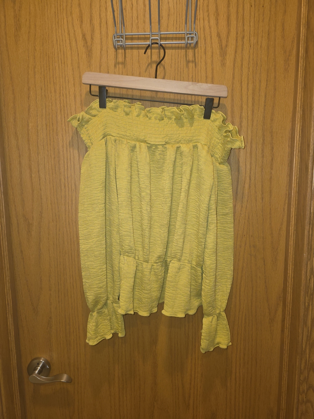 AKIRA Bright Yellow Off-Shoulder Ruffle Long Sleeve Blouse